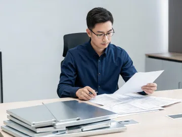 Aluminum material specialist reviewing plate specification